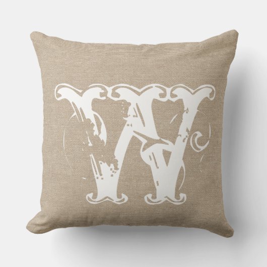 Coussin Jut initial chic rustique de toile de jute de (Recto)