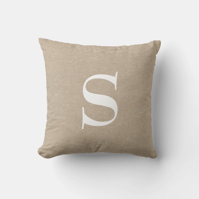 Coussin Jut initial chic rustique de toile de jute de (Recto)