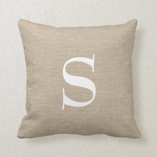Coussin Jut initial chic rustique de toile de jute de