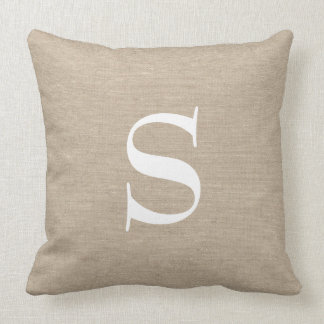 Coussin Jut initial chic rustique de toile de jute de