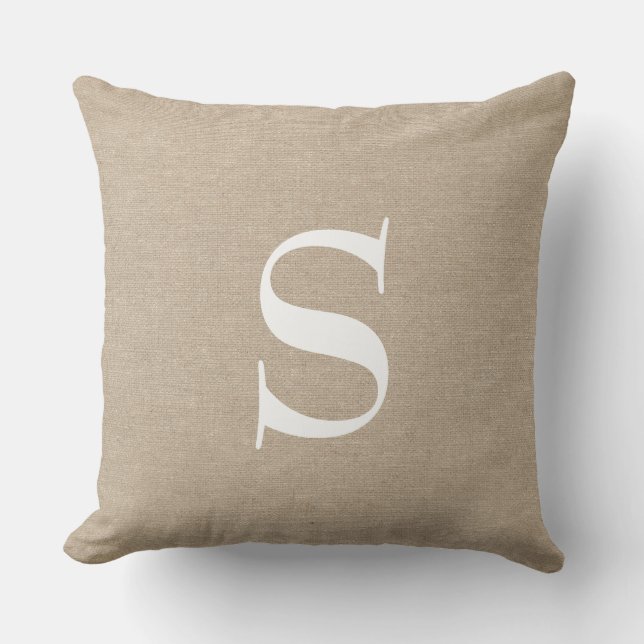 Coussin Jut initial chic rustique de toile de jute de (Recto)