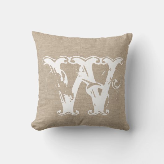 Coussin Jut initial chic rustique de toile de jute de (Recto)