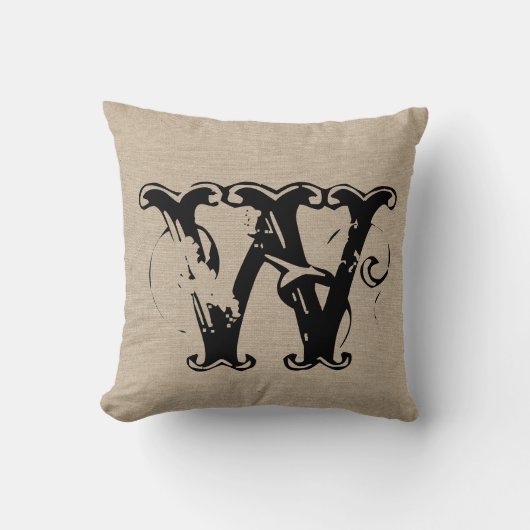 Coussin Jut initial chic rustique de toile de jute de (Recto)