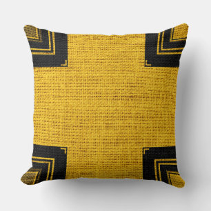 Coussin Jute rustique de Burlap Jaune Noir Jaune