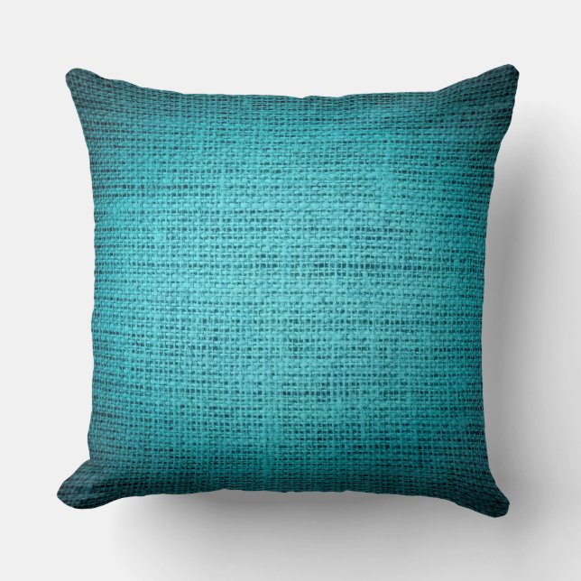 Coussin Jute rustique de toile de toile de jute bleue (Recto)