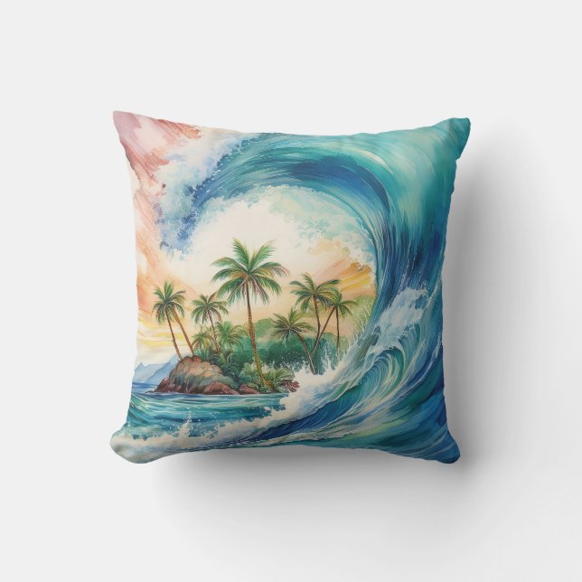 Coussin Kai Aloha Motu Aquarelle (Recto)