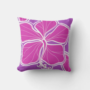 Coussin Kailua Hibiscus Hawaïen Violet réversible