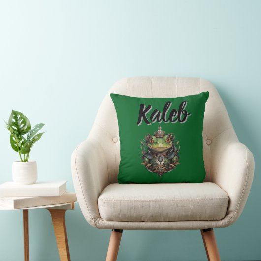 Coussin Kaleb Nom Avec Grenouille Steampunk, (Chaise)