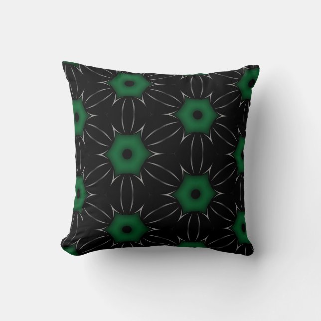 Coussin Kaleidoscope à motif point vert noir (Recto)