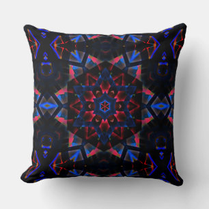 Coussin Kaleidoscope avec hexagone, dégradé bleu à saumon