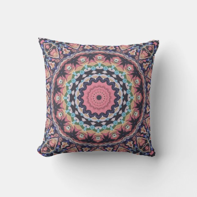 Coussin Kaleidoscope coloré Mandala (Recto)