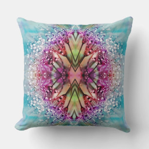 Coussin Kaléidoscope de gouttelettes de rosée : Art floral