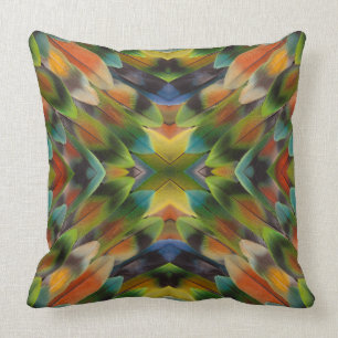 Coussin Kaléidoscope de plumes d'oiseau