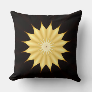 Coussin Kaleidoscope Design Bright Yellow Star
