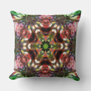 Coussin Kaléidoscope étoile saumon rouge en acrylique