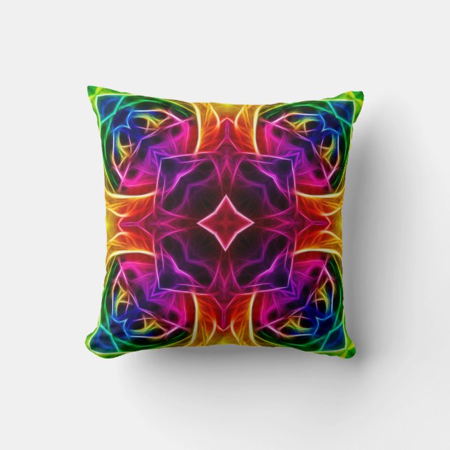 Coussin Kaléidoscope rose d'arc-en-ciel (Recto)