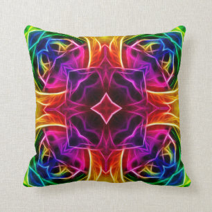 Coussin Kaléidoscope rose d'arc-en-ciel