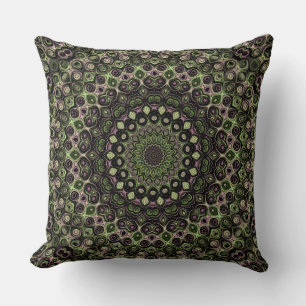 Coussin Kaleidoscope vert et noir Mandala Motif