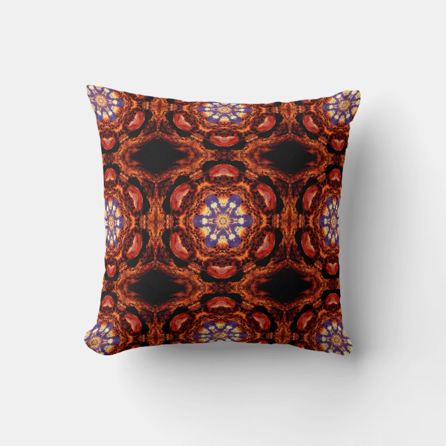 Coussin Kaleidoscopique de couleur rouille (Recto)