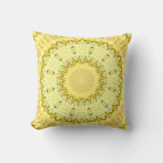 Coussin kaléidoscopique jaune pâle