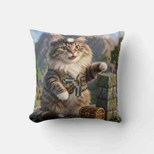Coussin KAM KAM The Voxel Explorer Réaliste Gamer Chat Art