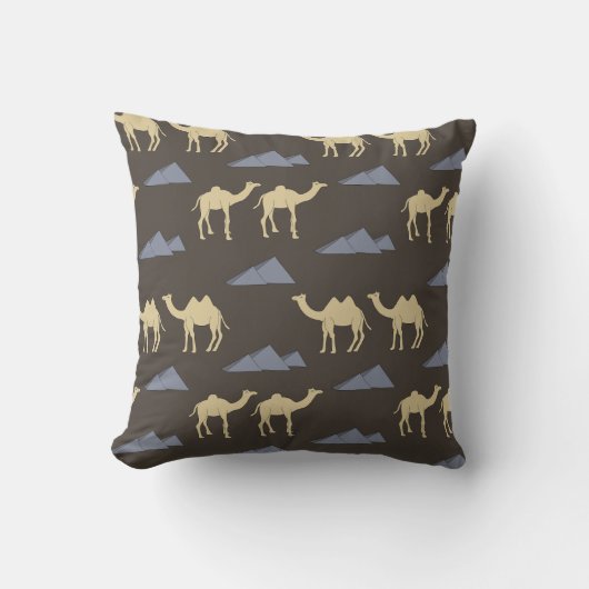 Coussin Kamelmuster mit blauen Pyramiden (Recto)