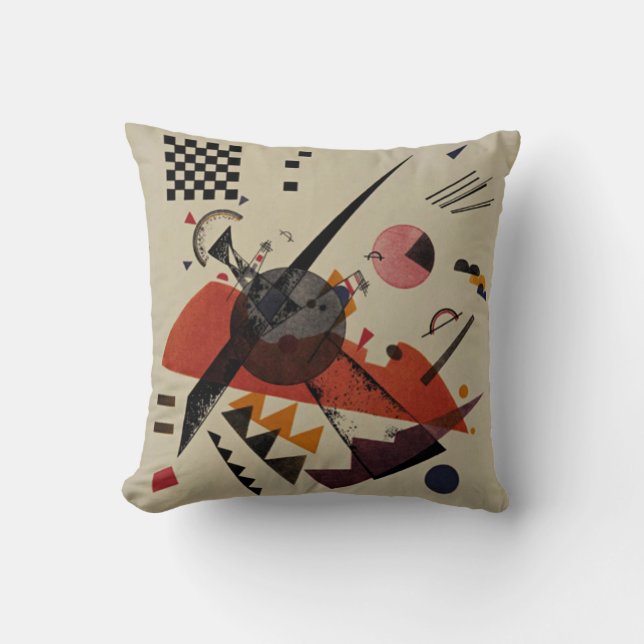 Coussin Kandinsky - Orange, œuvre d'art abstrait, (Recto)
