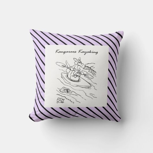 Coussin Kangooroos moderne naissance bébé garçon noir (Recto)