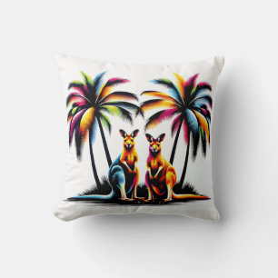Coussin Kangourous sous des palmiers en Australie