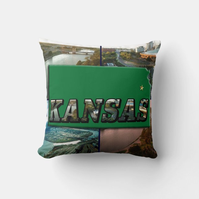 Coussin Kansas Map et photos (Recto)