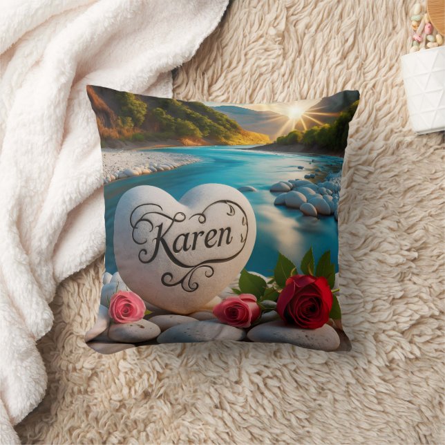 Coussin Karen's River Sunset Heart (Couverture)