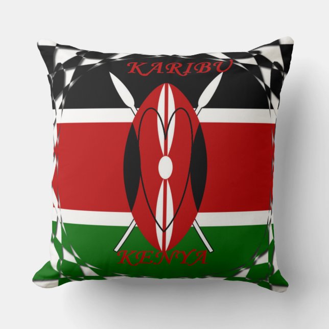 Coussin Karibu Kenya Hakuna Matata Drapeau Couleurs (Recto)