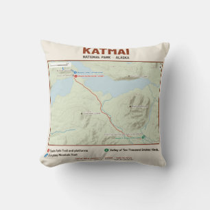 Coussin Katmai National Park Hiking Trail Carte de Randonn