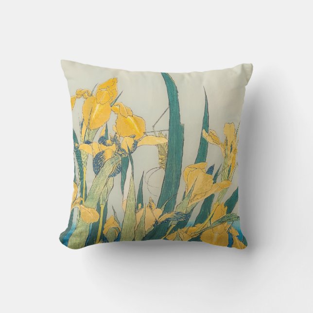Coussin Katsushika Hokusai - Grasshopper et Iris (Recto)