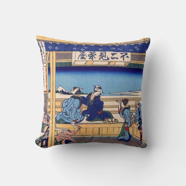 Coussin Katsushika Hokusai - Yoshida sur le Tokaido (Recto)