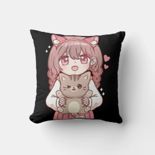 Coussin Kawaii Anime Kawaii Amoureux des chats Otaku