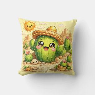 Coussin Kawaii Cactus Mignon et Heureux