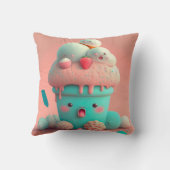 Coussin Kawaii carnet de crème glacée rose (Verso)