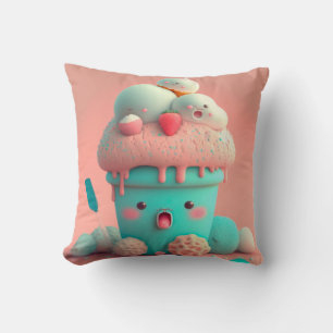 Coussin Kawaii carnet de crème glacée rose