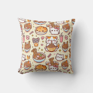 Coussin Kawaii Cat Ramen Heure