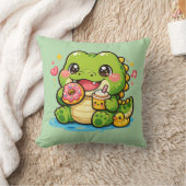 Coussin Kawaii Crocodile Heureux (Couverture)