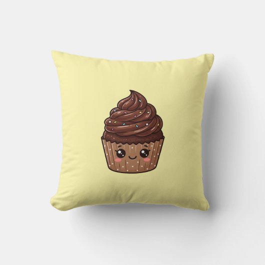 Coussin Kawaii Cupcake au Chocolat (Recto)