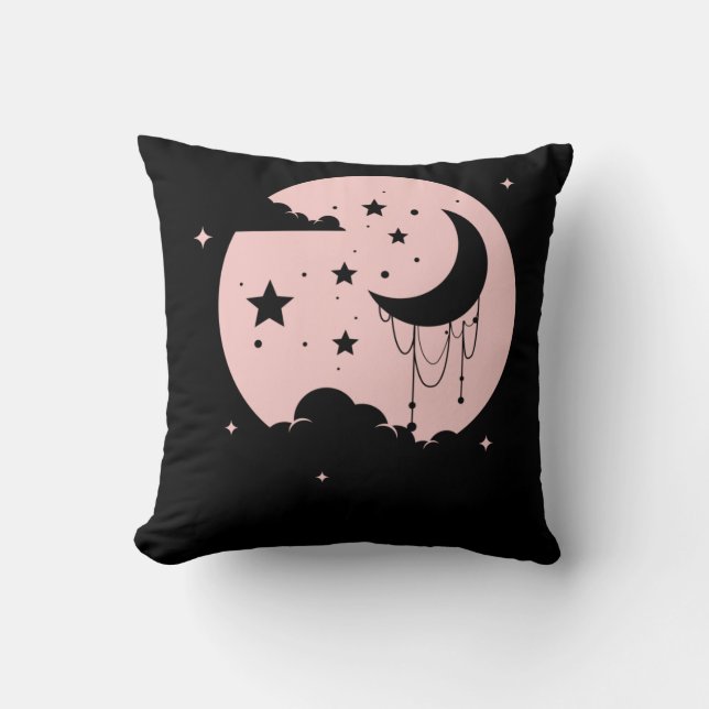 Coussin Kawaii Cute Pastel Goth Moon (Recto)