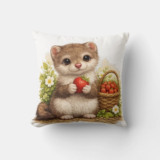 Coussin Kawaii d'Animal Bébé Mignon à la Fraise (Recto)