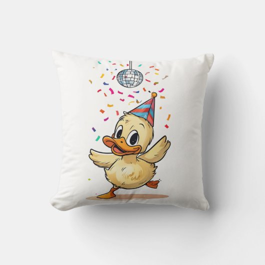 Coussin Kawaii Duckkking Dancing Under Disco Ball with Con (Recto)