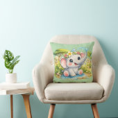 Coussin Kawaii Éléphant Mignon et Joyeux (Chaise)