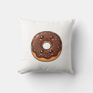 Coussin Kawaii en forme de beignet au chocolat sau
