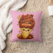 Coussin Kawaii en forme de cône de glace au chocol (Couverture)