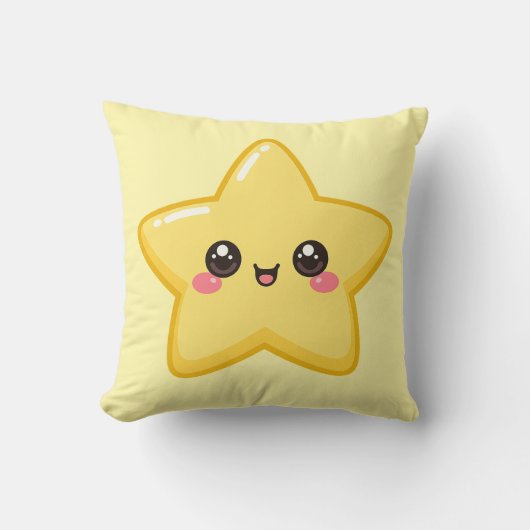 Coussin Kawaii Étoile Dorée Bonheur (Recto)