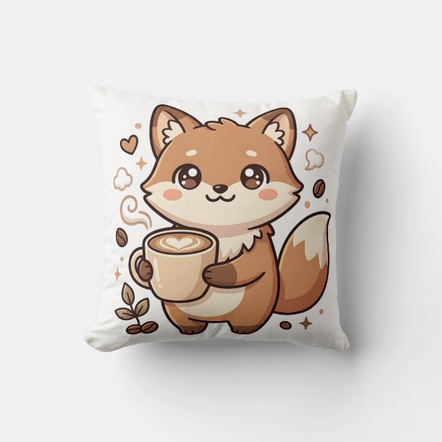 Coussin Kawaii Fox Latte Hug (Recto)